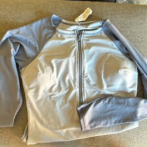 CUPSHE long sleeve bathing suit periwinkle and light blue women’s large zipper